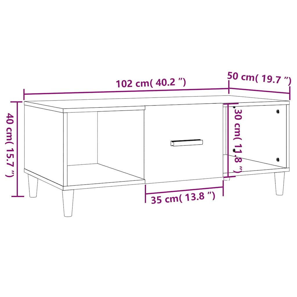 vidaXL Coffee Table Black 102x50x40 cm Engineered Wood