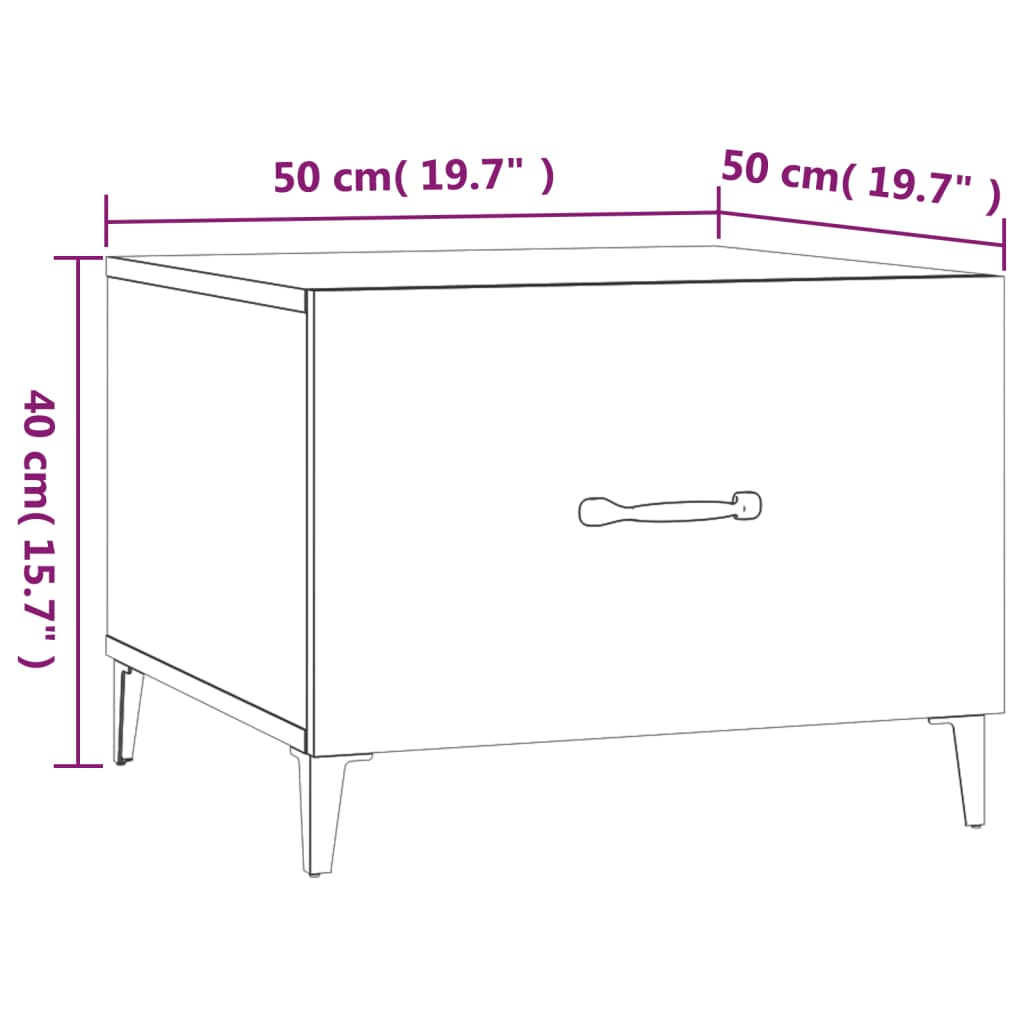 vidaXL Coffee Table with Metal Legs High Gloss White 50x50x40 cm