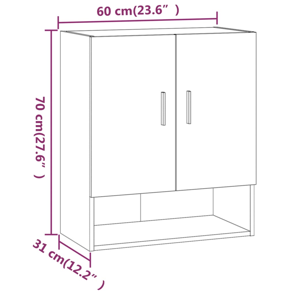 vidaXL Wall Cabinet Concrete Grey 60x31x70 cm Engineered Wood