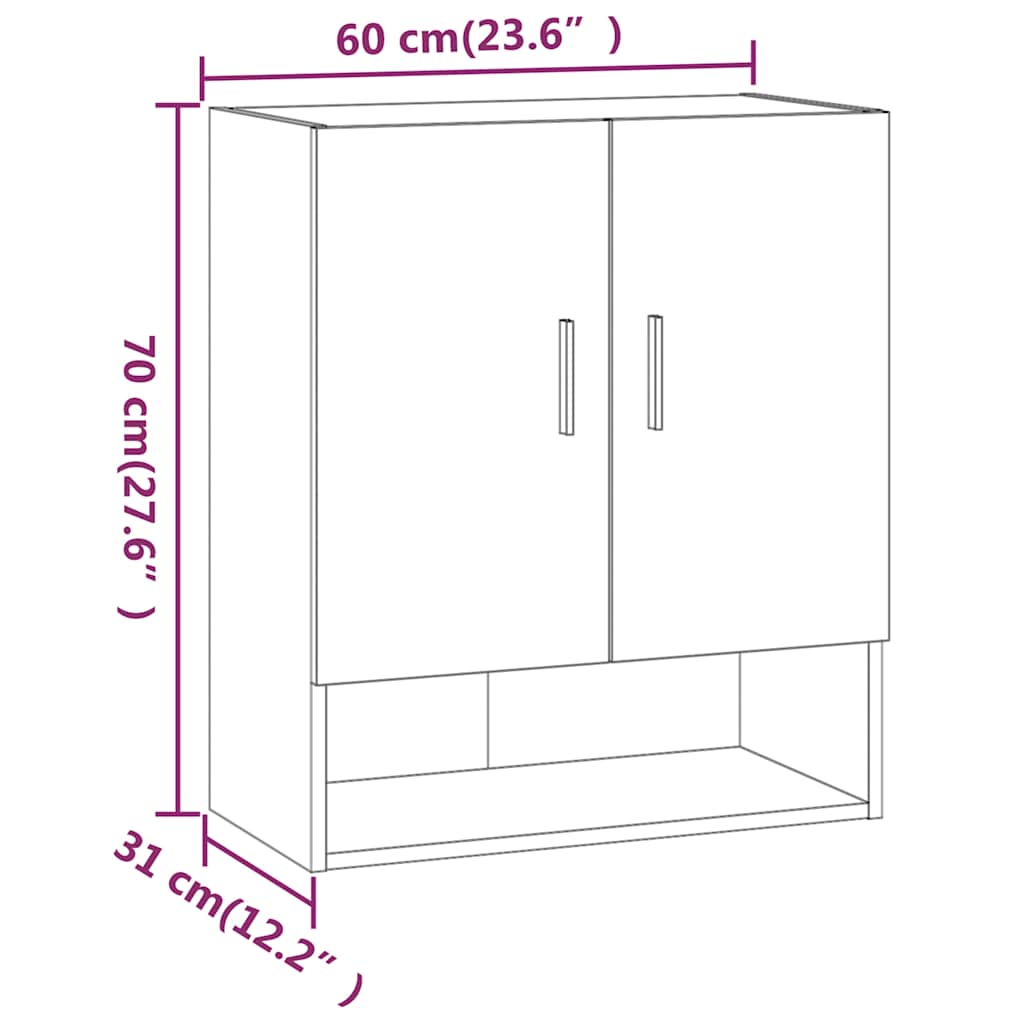 812874 vidaXL Wall Cabinet Concrete Grey 60x31x70 cm Engineered Wood