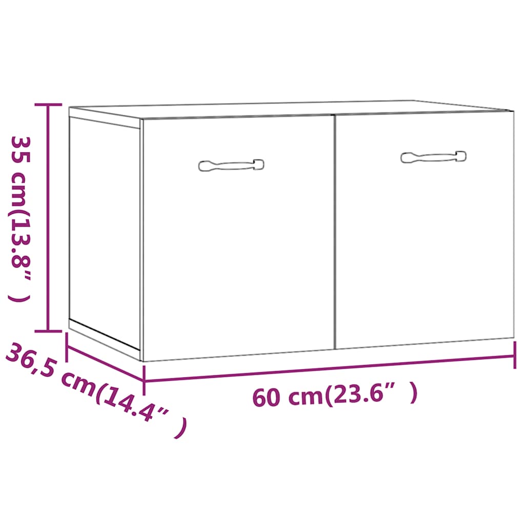 vidaXL Wall Cabinet Sonoma Oak 60x36,5x35 cm Engineered Wood