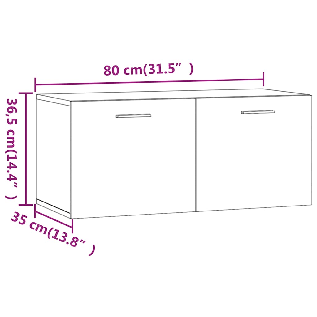 vidaXL Wall Cabinet White 80x35x36,5 cm Engineered Wood