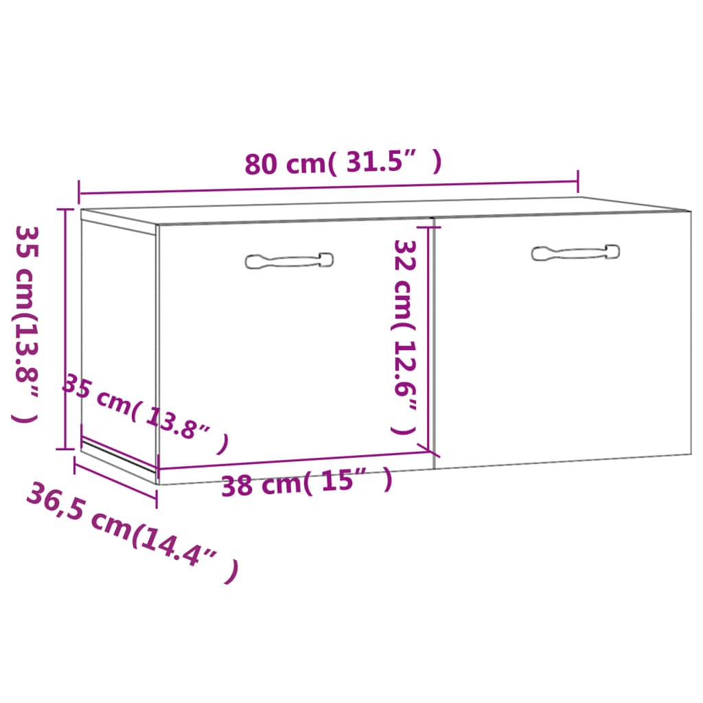 vidaXL Wall Cabinet Sonoma Oak 80x36.5x35 cm Engineered Wood