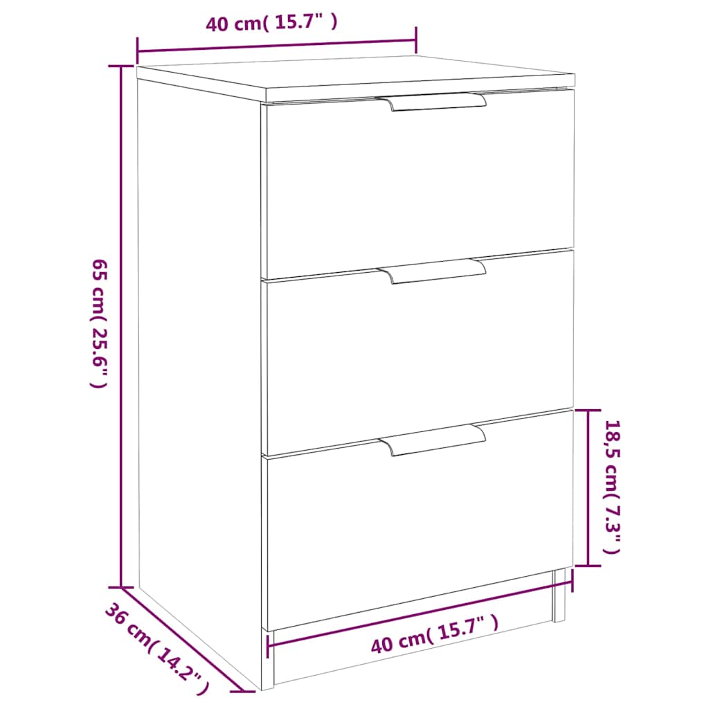 vidaXL Bedside Cabinets 2 pcs Grey Sonoma 40x36x65 cm