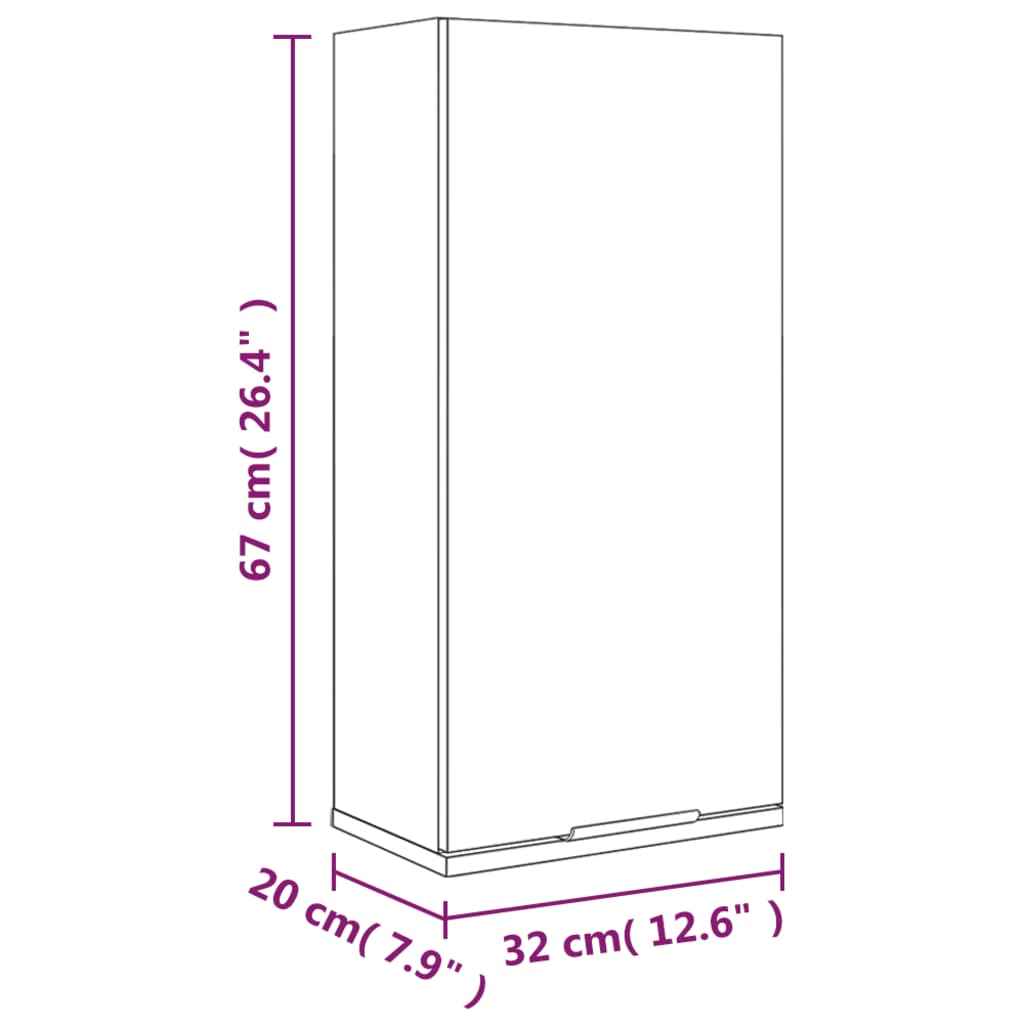 vidaXL Wall-mounted Bathroom Cabinet Smoked Oak 32x20x67 cm
