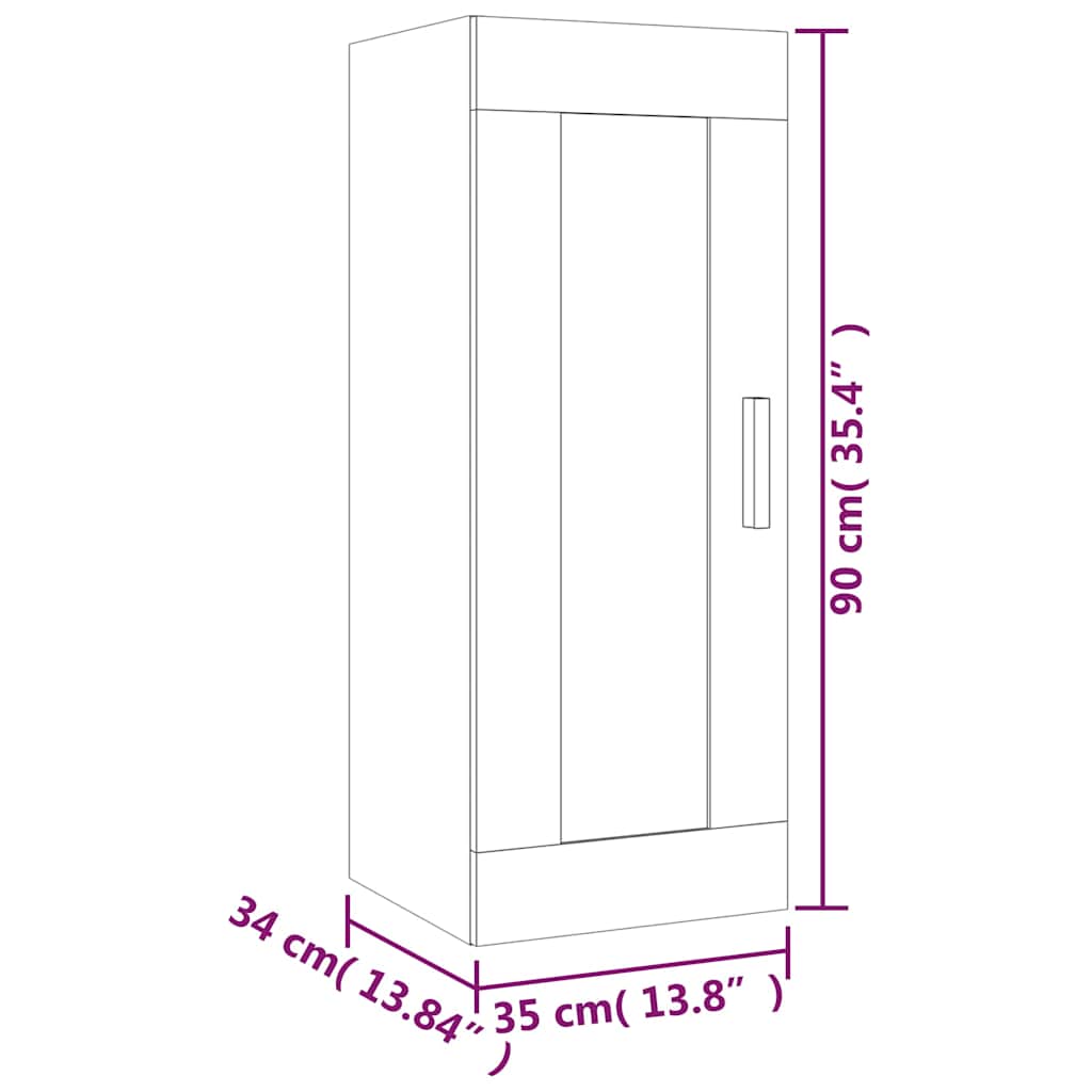 vidaXL Wall Cabinet Grey Sonoma 35x34x90 cm Engineered Wood