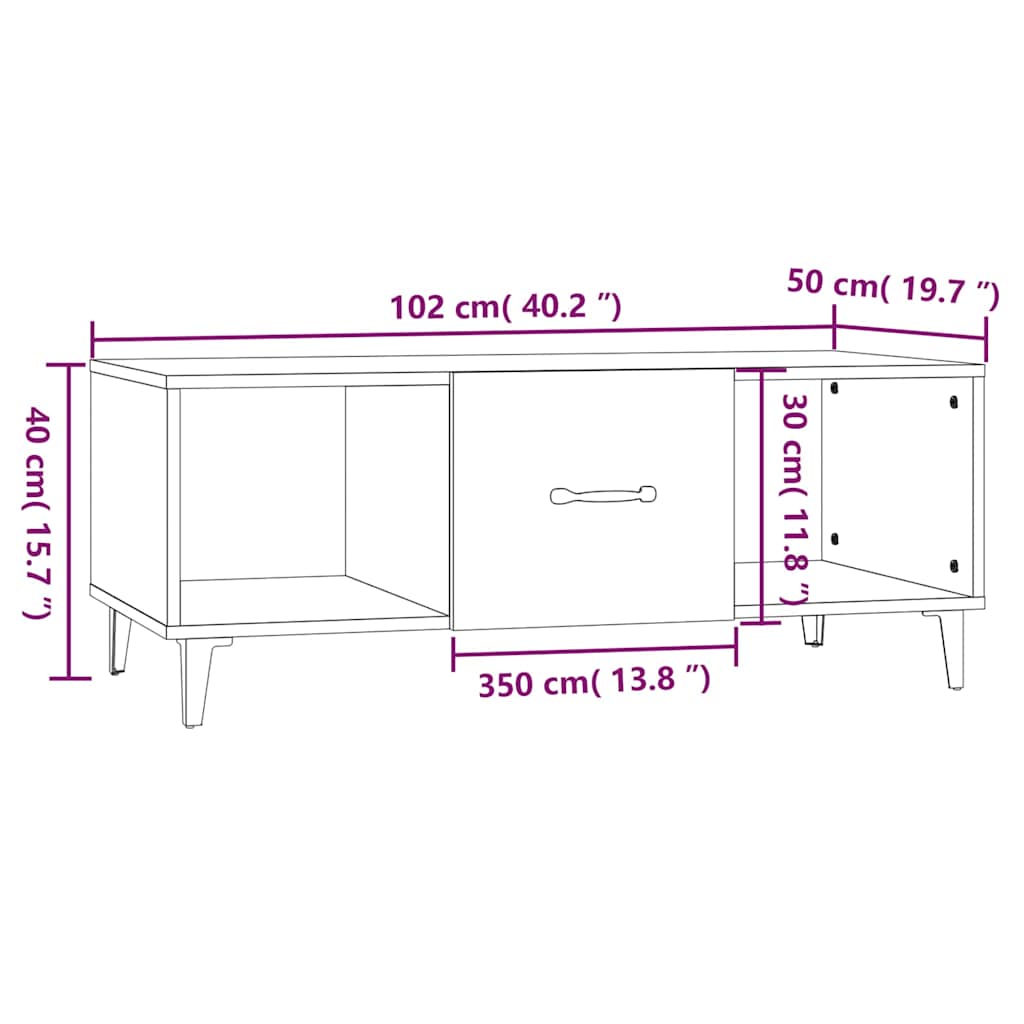 vidaXL Coffee Table Smoked Oak 102x50x40 cm Engineered Wood