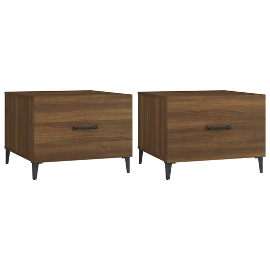 vidaXL Coffee Tables with Metal Legs 2 pcs Brown Oak 50x50x40 cm