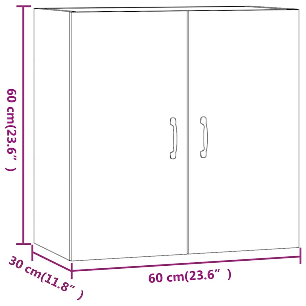 817595 vidaXL Wall Cabinet Grey Sonoma 60x31x60 cm Engineered Wood