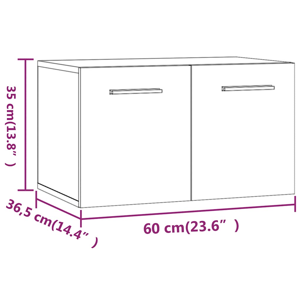 vidaXL Wall Cabinet Smoked Oak 60x36,5x35 cm Engineered Wood