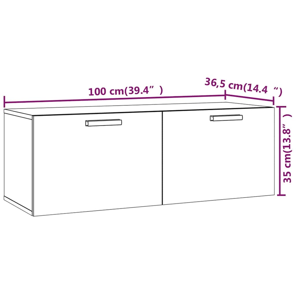 vidaXL Wall Cabinet Smoked Oak 100x36,5x35 cm Engineered Wood