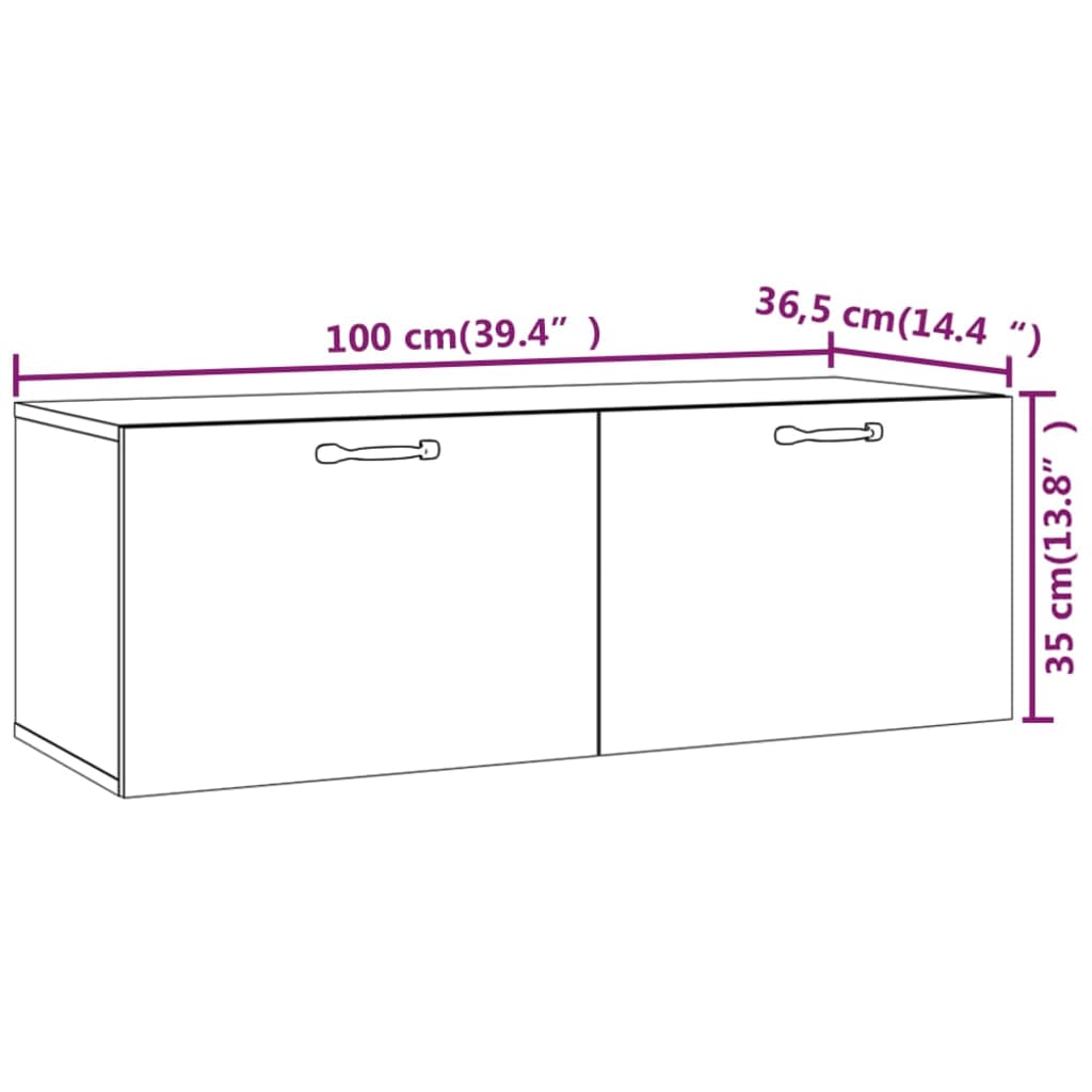 vidaXL Wall Cabinet Smoked Oak 100x36.5x35 cm Engineered Wood
