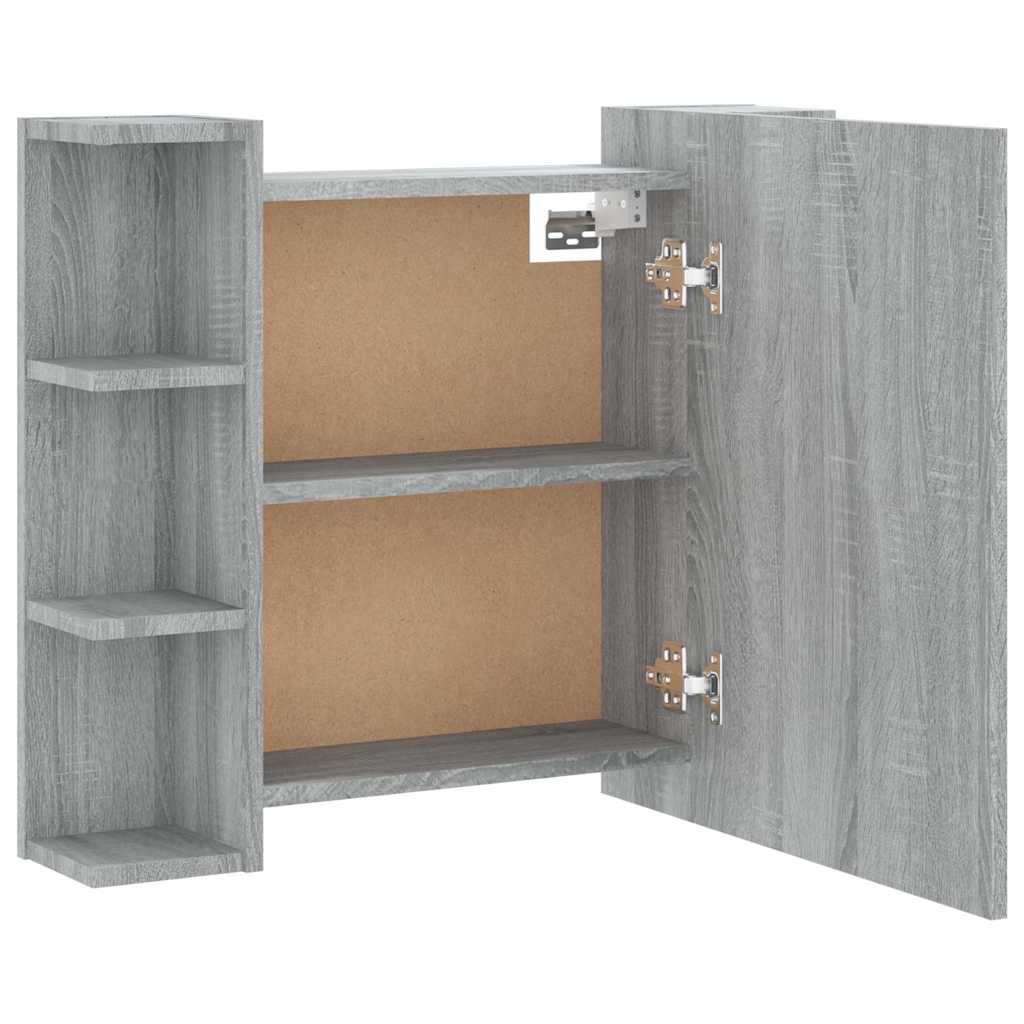 vidaXL Mirror Cabinet with LED Grey Sonoma 70x16.5x60 cm