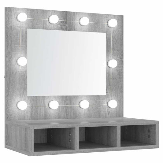 vidaXL Mirror Cabinet with LED Grey Sonoma 60x31.5x62 cm