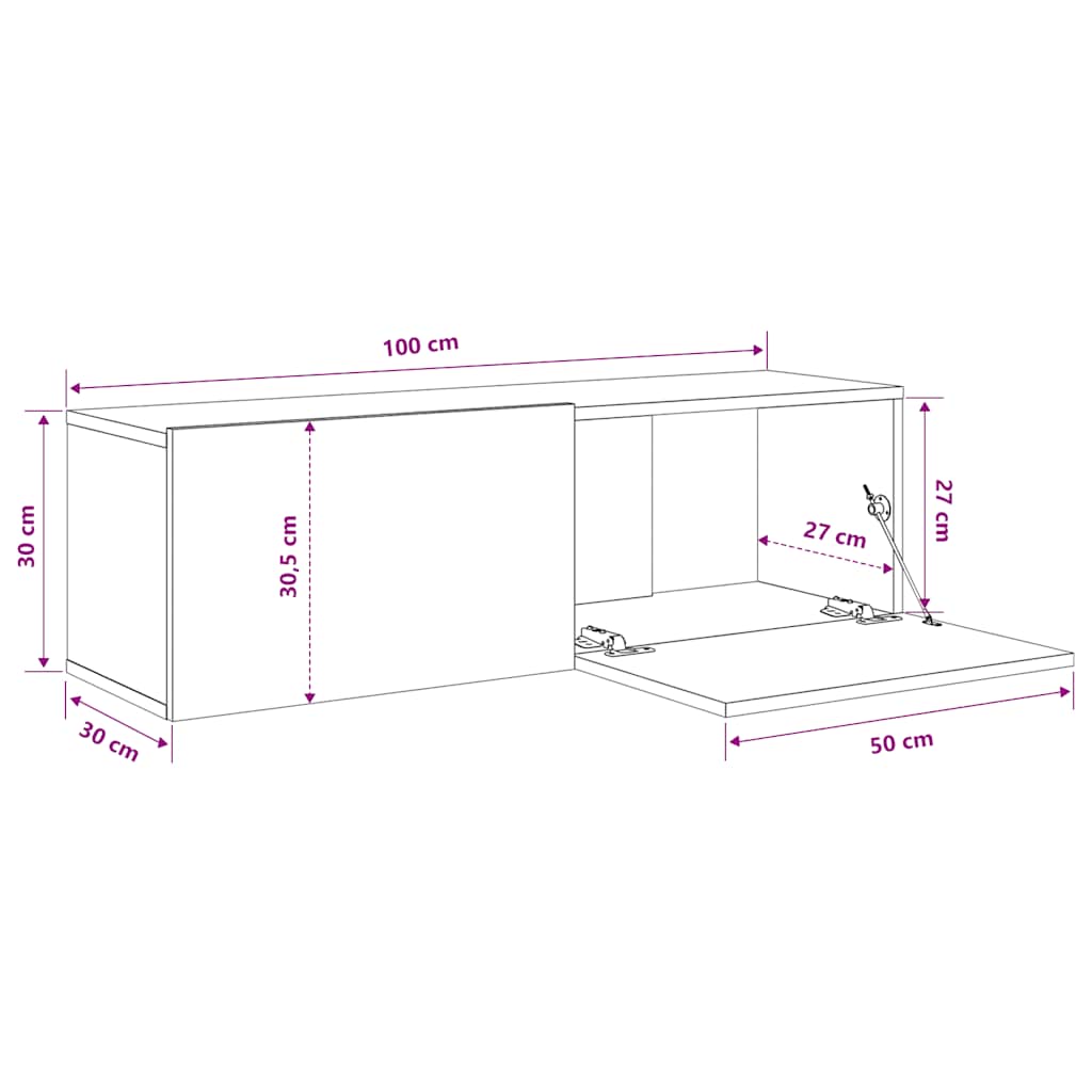 vidaXL Wall TV Cabinets 2 pcs Grey Sonoma 100x30x30 cm Engineered Wood