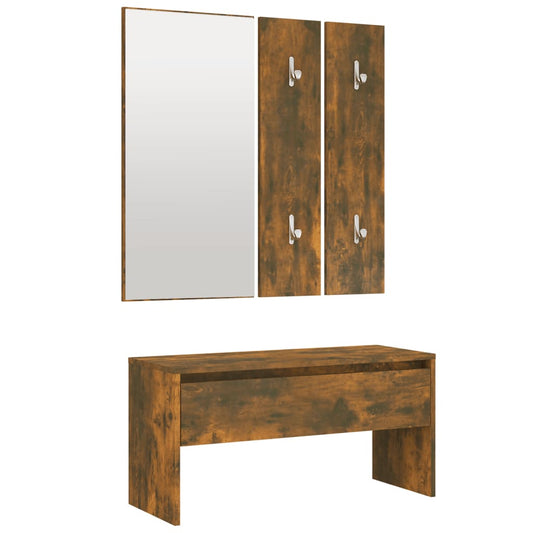 vidaXL Hallway Furniture Set Smoked Oak Engineered Wood