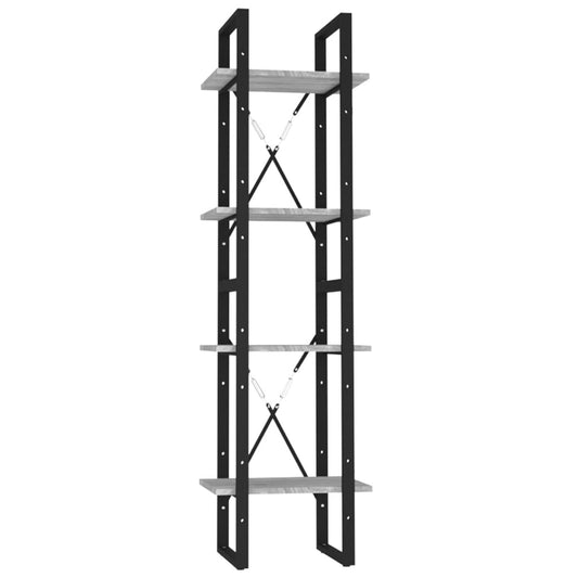 821304 vidaXL 4-Tier Book Cabinet Grey Sonoma 40x30x140 cm Engineered Wood