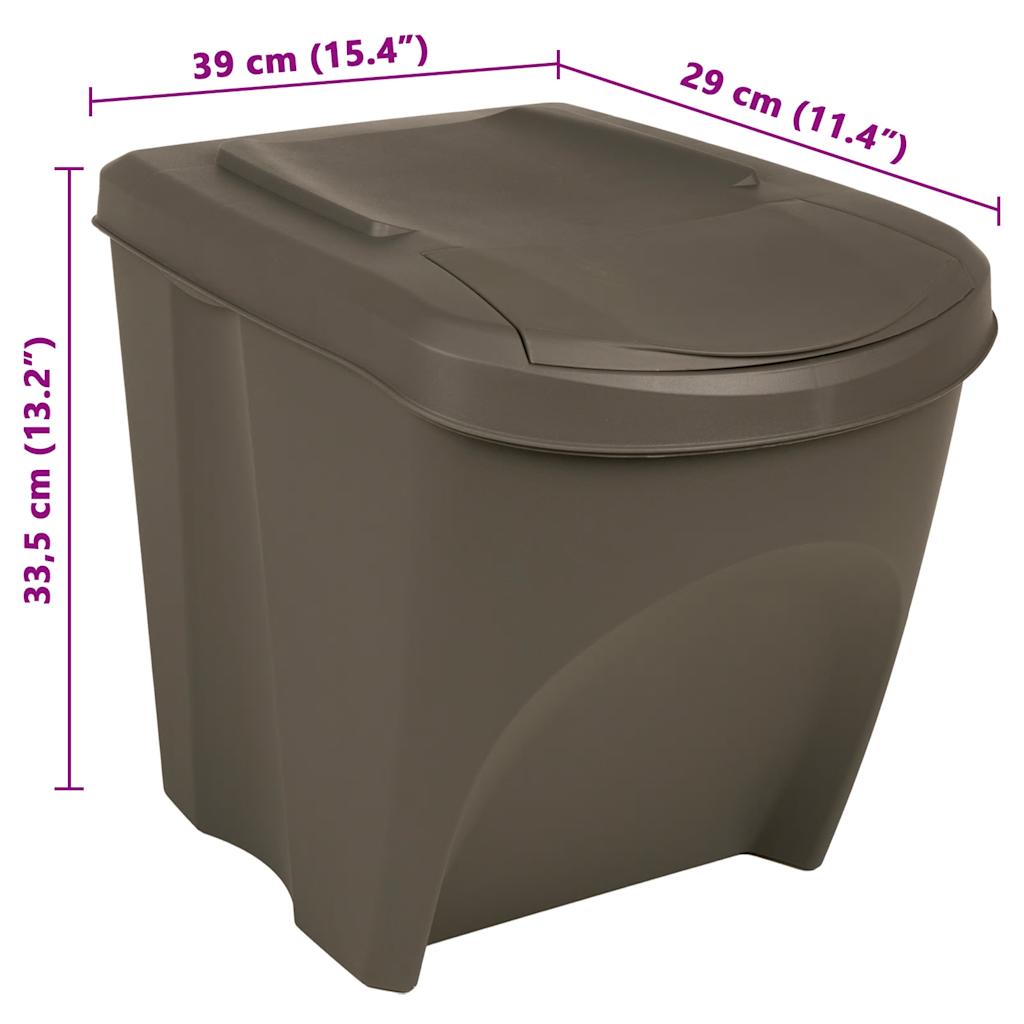 vidaXL Stackable Garbage Bin Boxes 3 pcs Grey 75 L Polypropylene