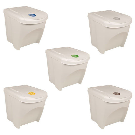 vidaXL Stackable Garbage Bin Boxes 3 pcs White 75 L Polypropylene