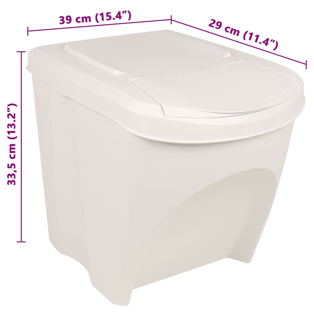 vidaXL Stackable Garbage Bin Boxes 3 pcs White 75 L Polypropylene