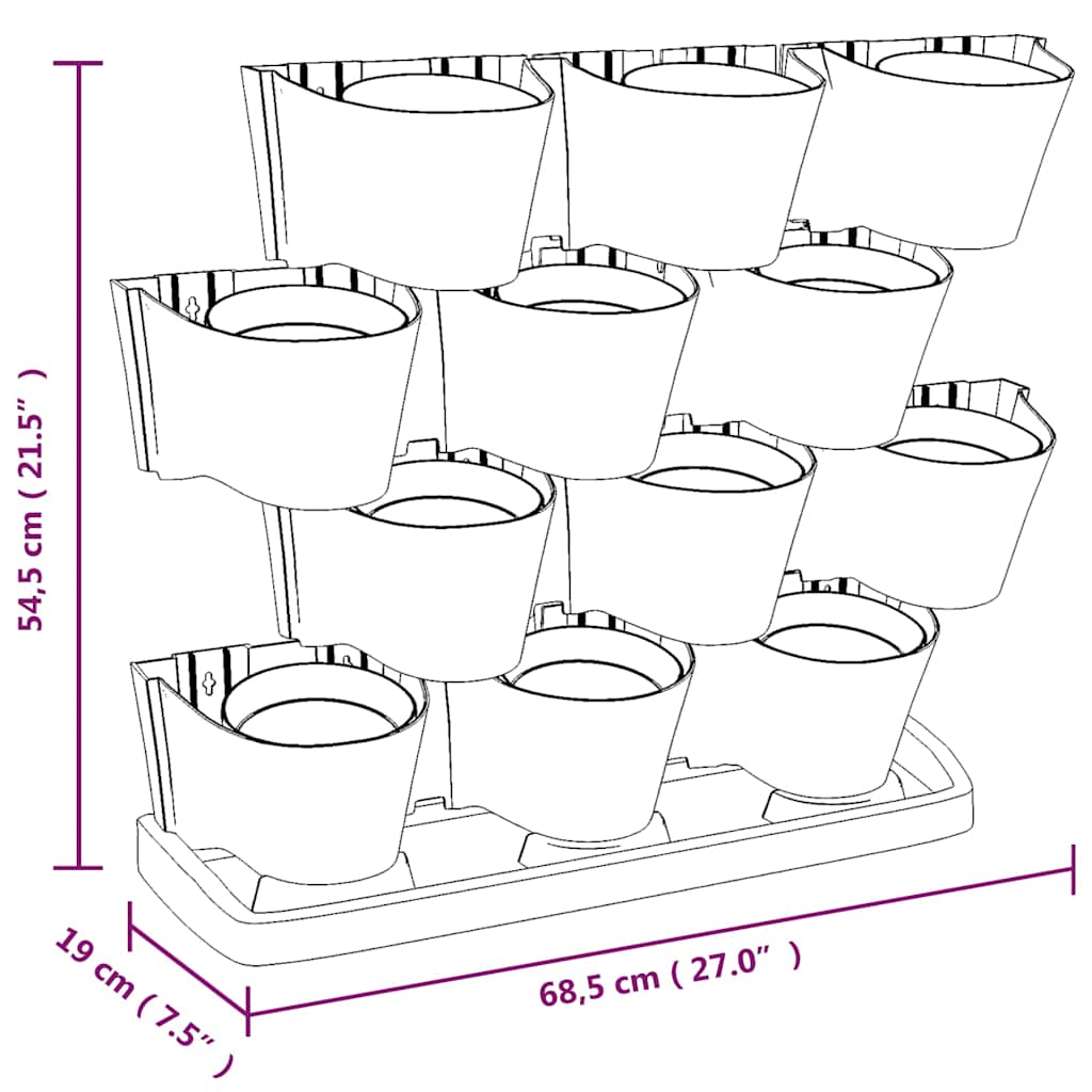 vidaXL Vertical Garden Plant Set 12 pcs Anthracite Polypropylene