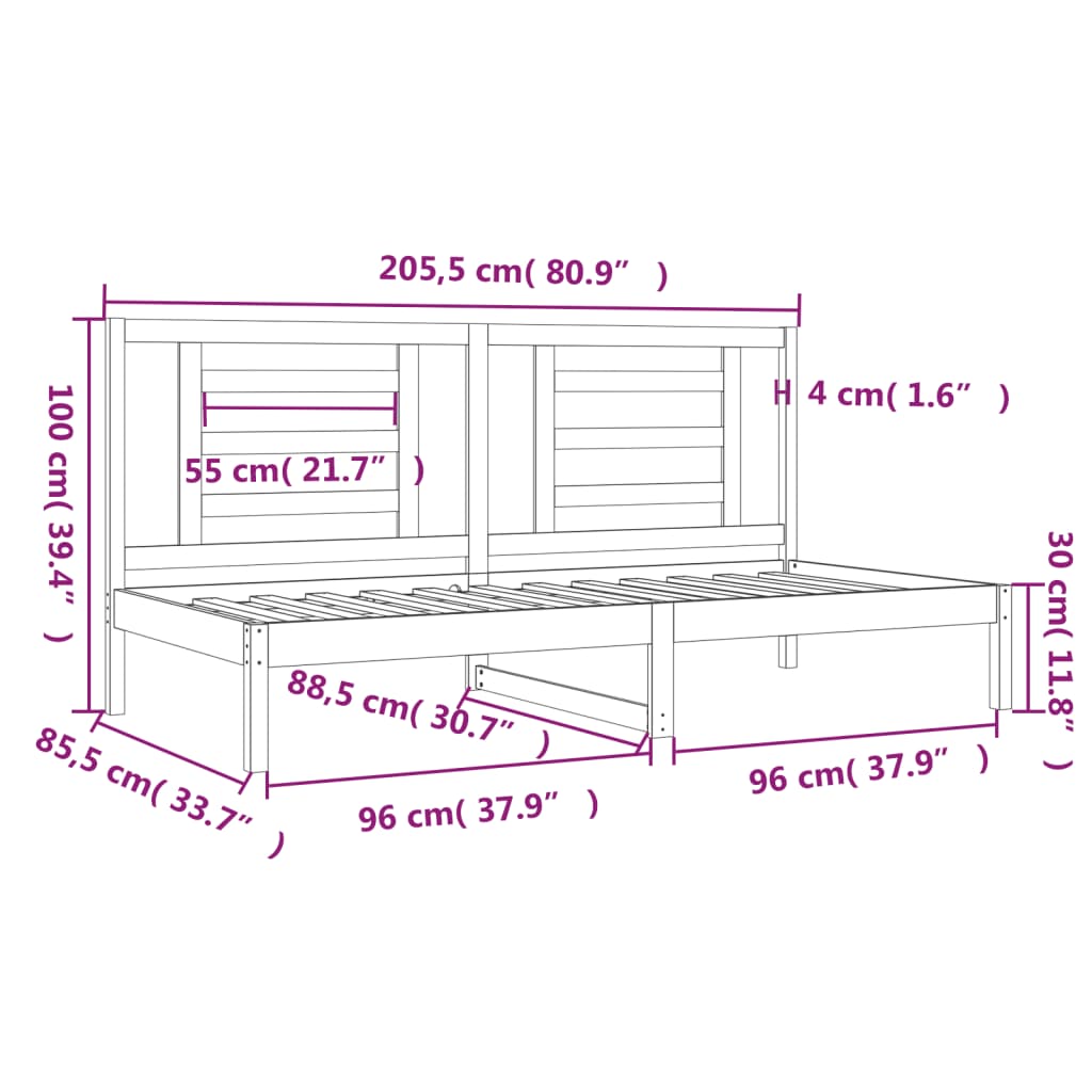 vidaXL Day Bed without Mattress White 80x200 cm Solid Wood Pine