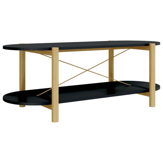 vidaXL Coffee Table | Black | Engineered wood, Solid pine wood, Metal | Regular