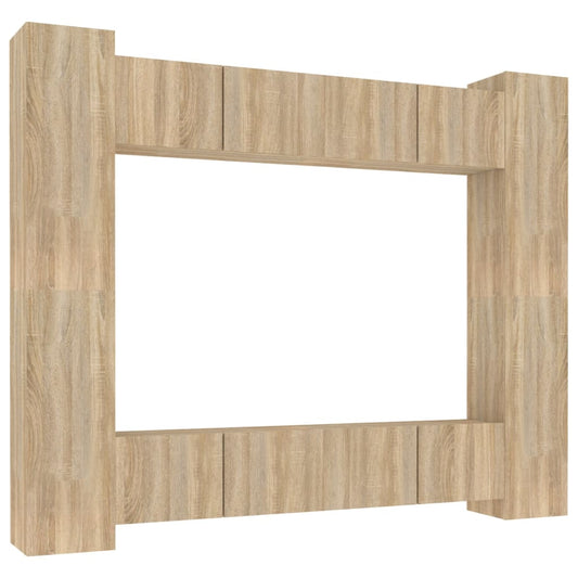 vidaXL 8 Piece TV Cabinet Set Sonoma Oak Engineered Wood