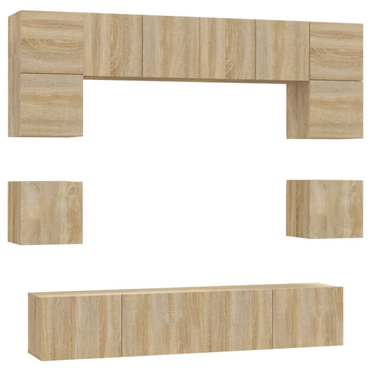 vidaXL 8 Piece TV Cabinet Set Sonoma Oak Engineered Wood