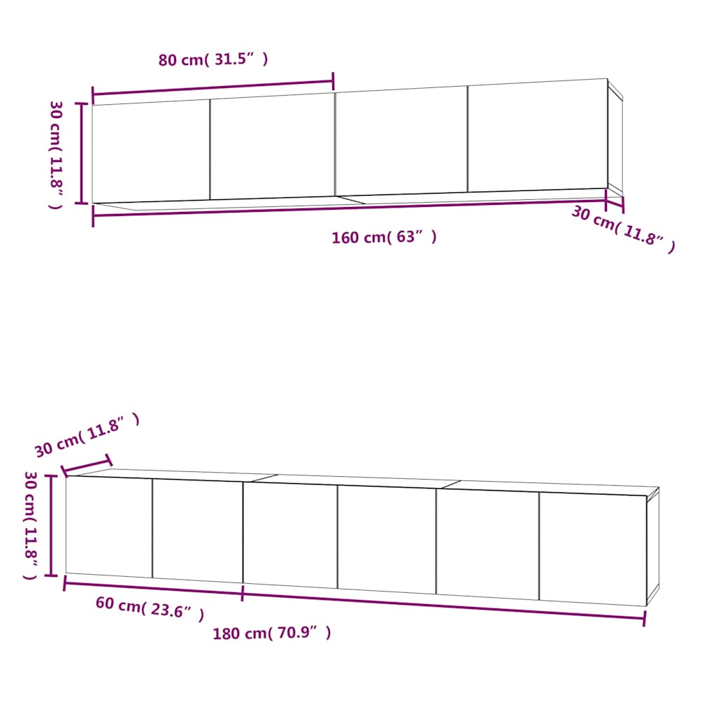 vidaXL 5 Piece TV Cabinet Set White Engineered Wood