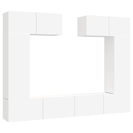 vidaXL 6 Piece TV Cabinet Set White Engineered Wood