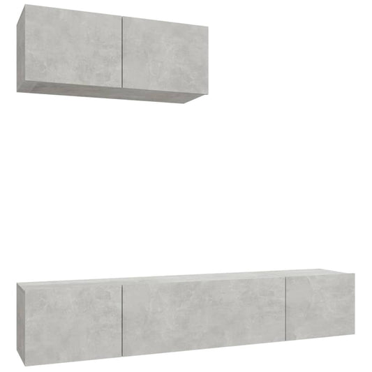 vidaXL 3 Piece TV Cabinet Set Concrete Grey Engineered Wood