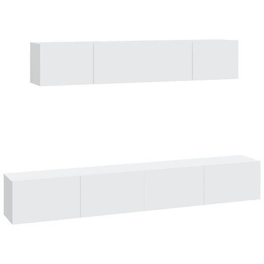 vidaXL 4 Piece TV Cabinet Set White Engineered Wood