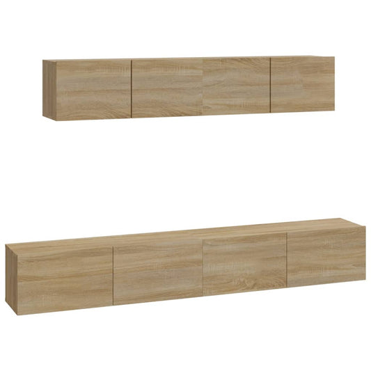 vidaXL 4 Piece TV Cabinet Set Sonoma Oak Engineered Wood