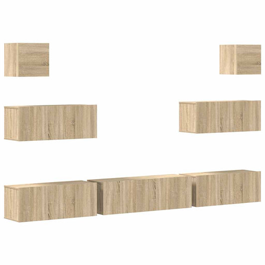 vidaXL 7 Piece TV Cabinet Set Sonoma Oak Engineered Wood