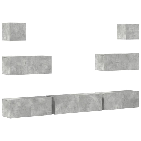 vidaXL 7 Piece TV Cabinet Set Concrete Grey Engineered Wood