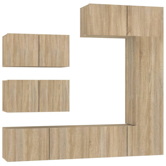 vidaXL 6 Piece TV Cabinet Set Sonoma Oak Engineered Wood
