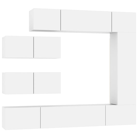 vidaXL 7 Piece TV Cabinet Set White Engineered Wood
