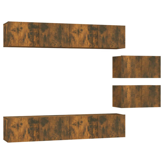 vidaXL 4 Piece TV Cabinet Set Smoked Oak Engineered Wood