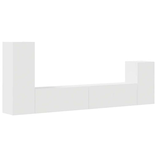 vidaXL 4 Piece TV Cabinet Set White Engineered Wood
