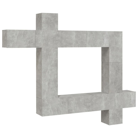 vidaXL 9 Piece TV Cabinet Set Concrete Grey Engineered Wood