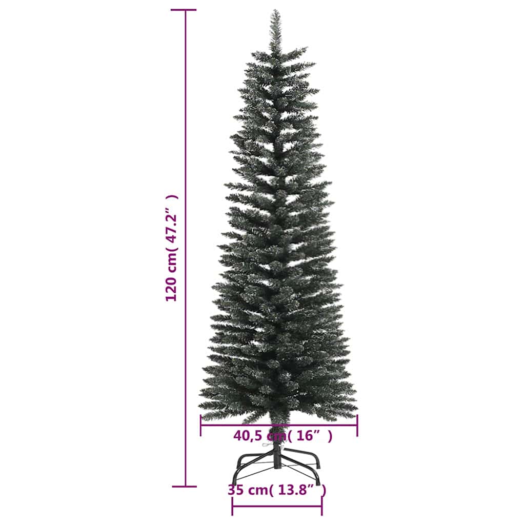 345183 vidaXL Artificial Slim Christmas Tree with Stand Green 120 cm PVC