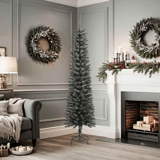 vidaXL Artificial Slim Christmas Tree with Stand Green 180 cm PVC