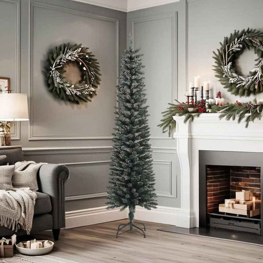 vidaXL Artificial Slim Christmas Tree with Stand Green 180 cm PVC