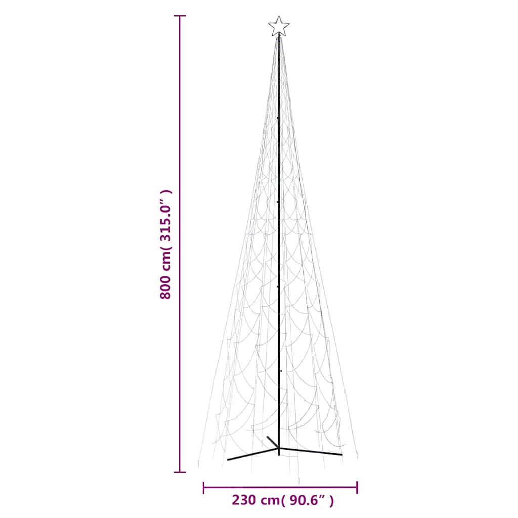 vidaXL Christmas Cone Tree Blue 3000 LEDs 230x800 cm