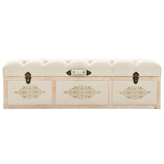vidaXL Storage Bench 110 cm Cream Solid Wood Fir