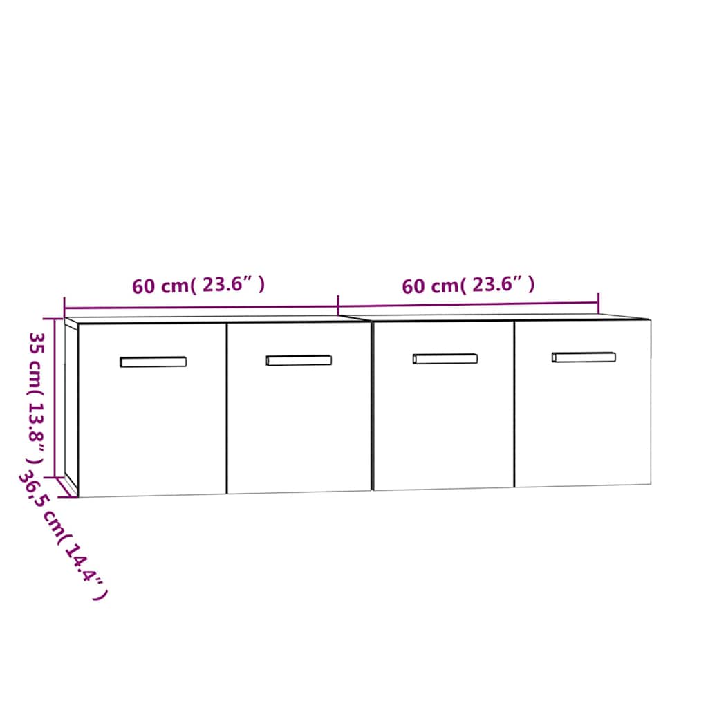 vidaXL Wall Cabinets 2 pcs Concrete Grey 60x36,5x35 cm Engineered Wood
