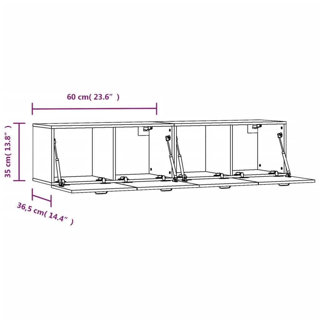 vidaXL Wall Cabinets 2 pcs Concrete Grey 60x36.5x35 cm Engineered Wood