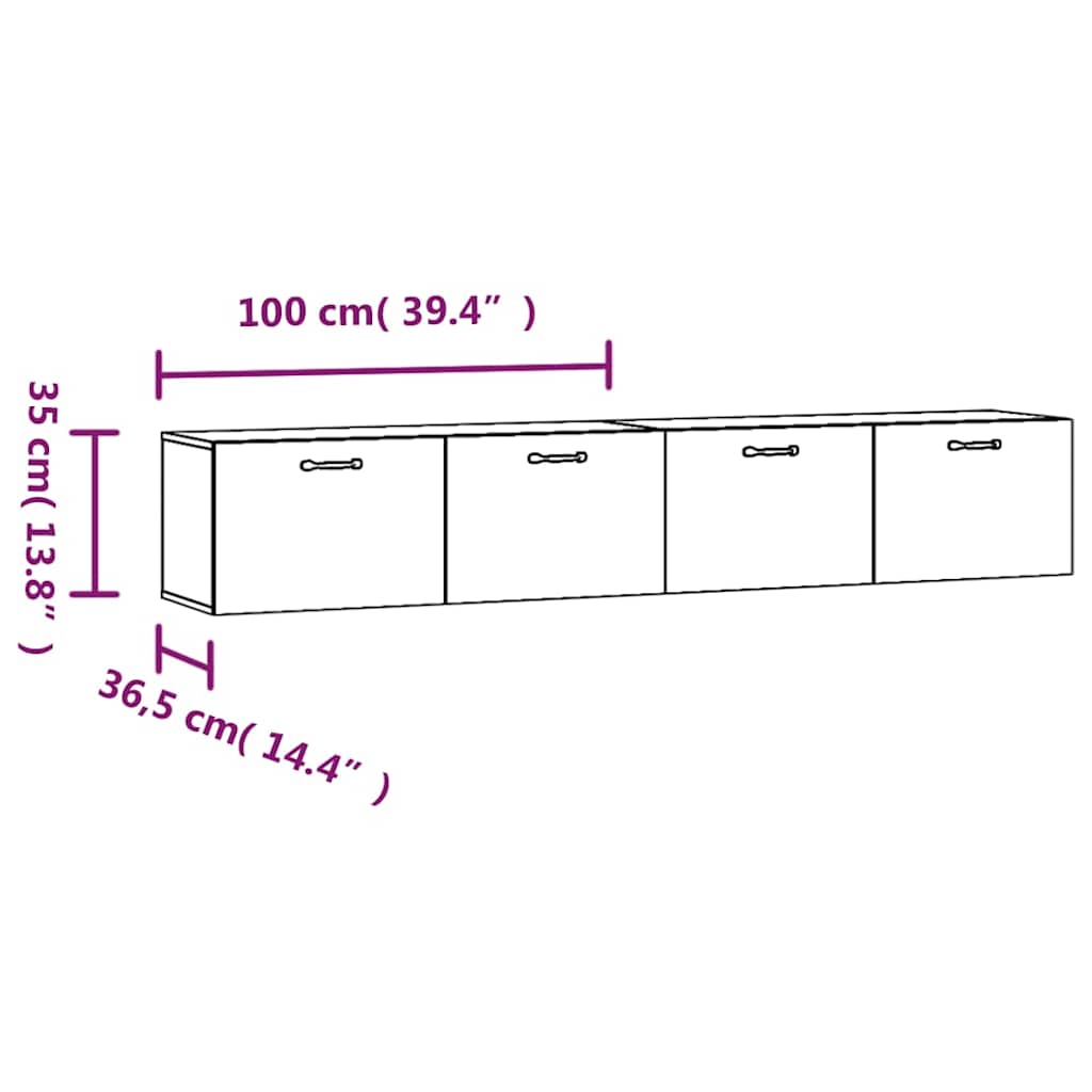 vidaXL Wall Cabinets 2 pcs Smoked Oak 100x36,5x35 cm Engineered Wood