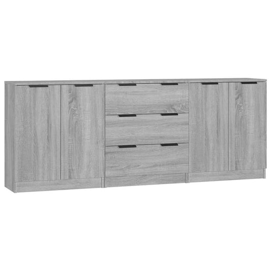 vidaXL 3 Piece Sideboards Grey Sonama Engineered Wood